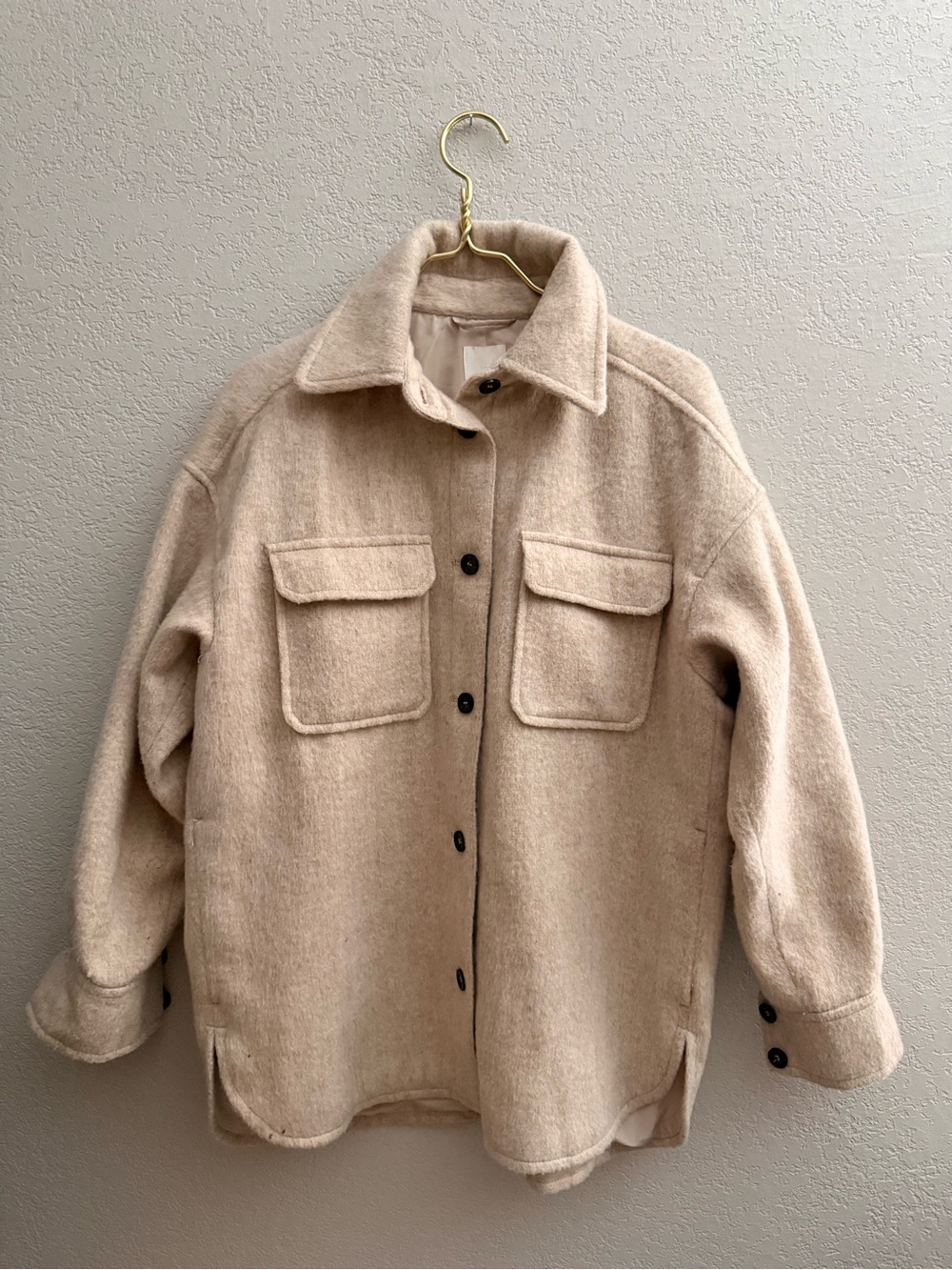 H&M Beige Utility Shacket with Front Flap Pockets